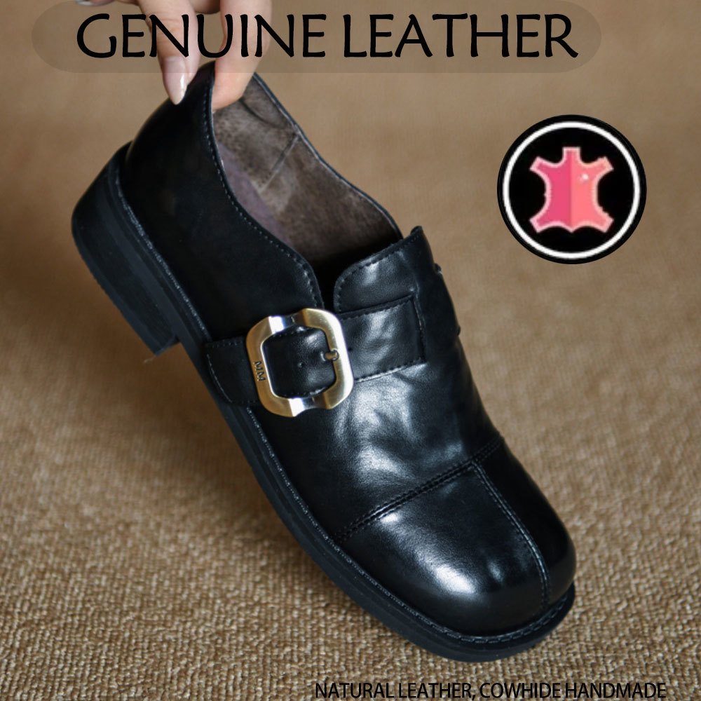 Leather Classic Strap - Genuine Leather Women Loafers Genuine Leather