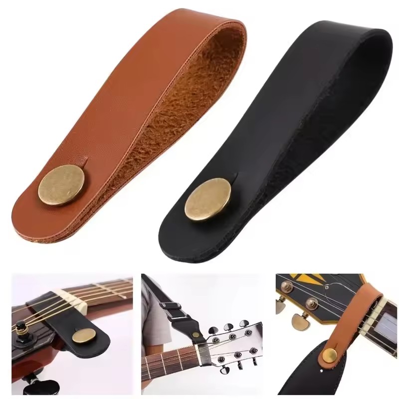 Leather Classic Strap - 1/2/3pcs Leather Guitar Strap Holder Button