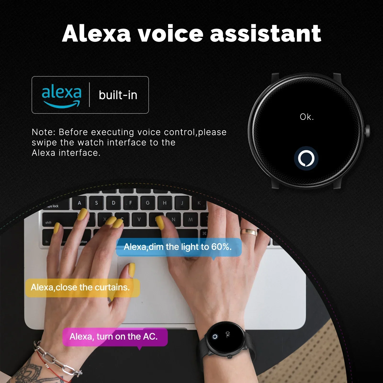 MOES Smart Watch Alexa Built-i - Smartwatch Touch 评论和价格